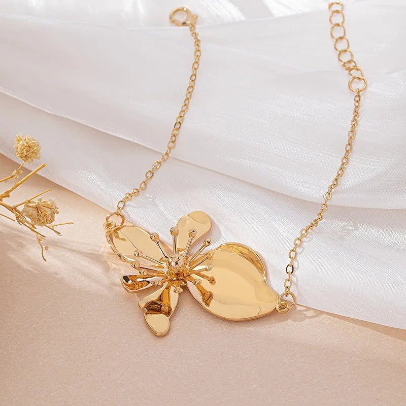 Bracelet Cheville Émail Floral Coloré | WristArt Dorée