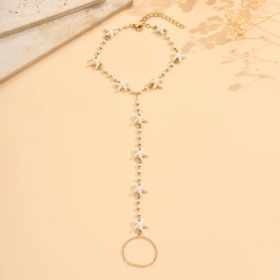 Bracelet Cheville Étoile de Mer Fait Main Doré KC Golden | WristArt Doré