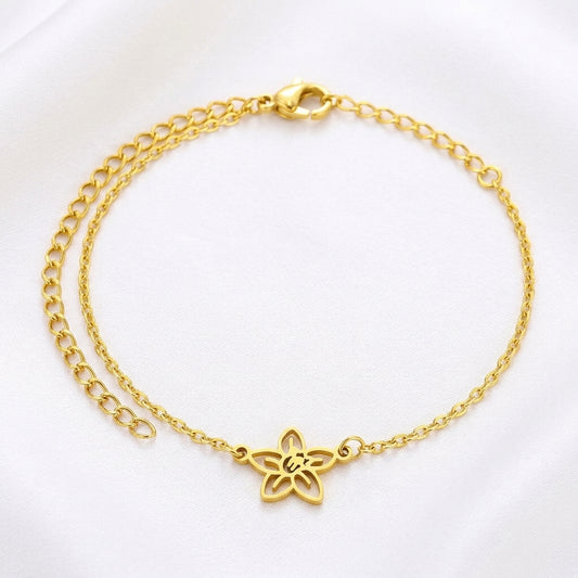 Bracelet Cheville Fleur Acier 304 PVD 18K Doré ou Rosé | WristArt