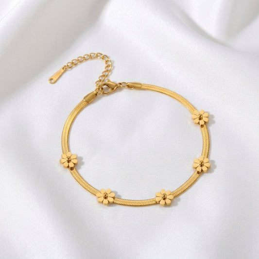 Bracelet Cheville Fleur Hawaïenne Acier 304 Doré | WristArt