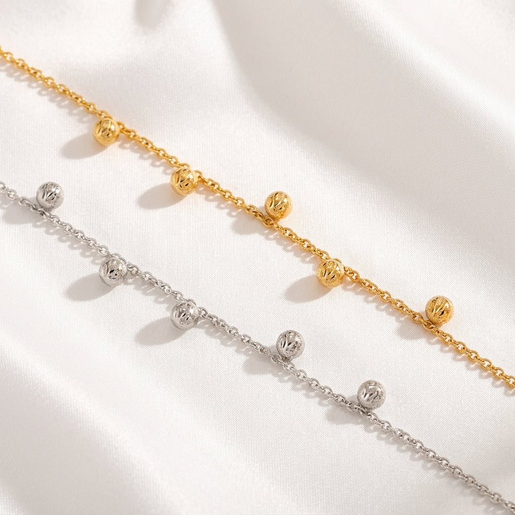 Bracelet Cheville Fleur Romantique Billes Acier | WristArt