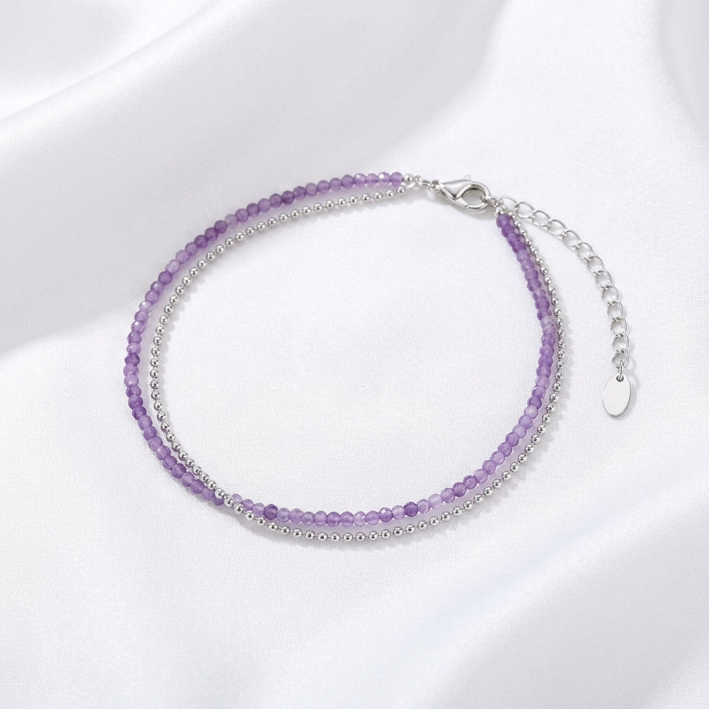 Bracelet Cheville Mica Violet Argent 925 | WristArt