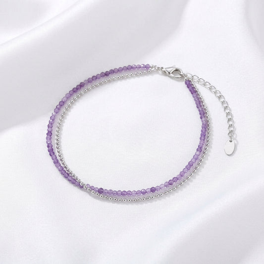 Bracelet Cheville Mica Violet Argent 925 | WristArt
