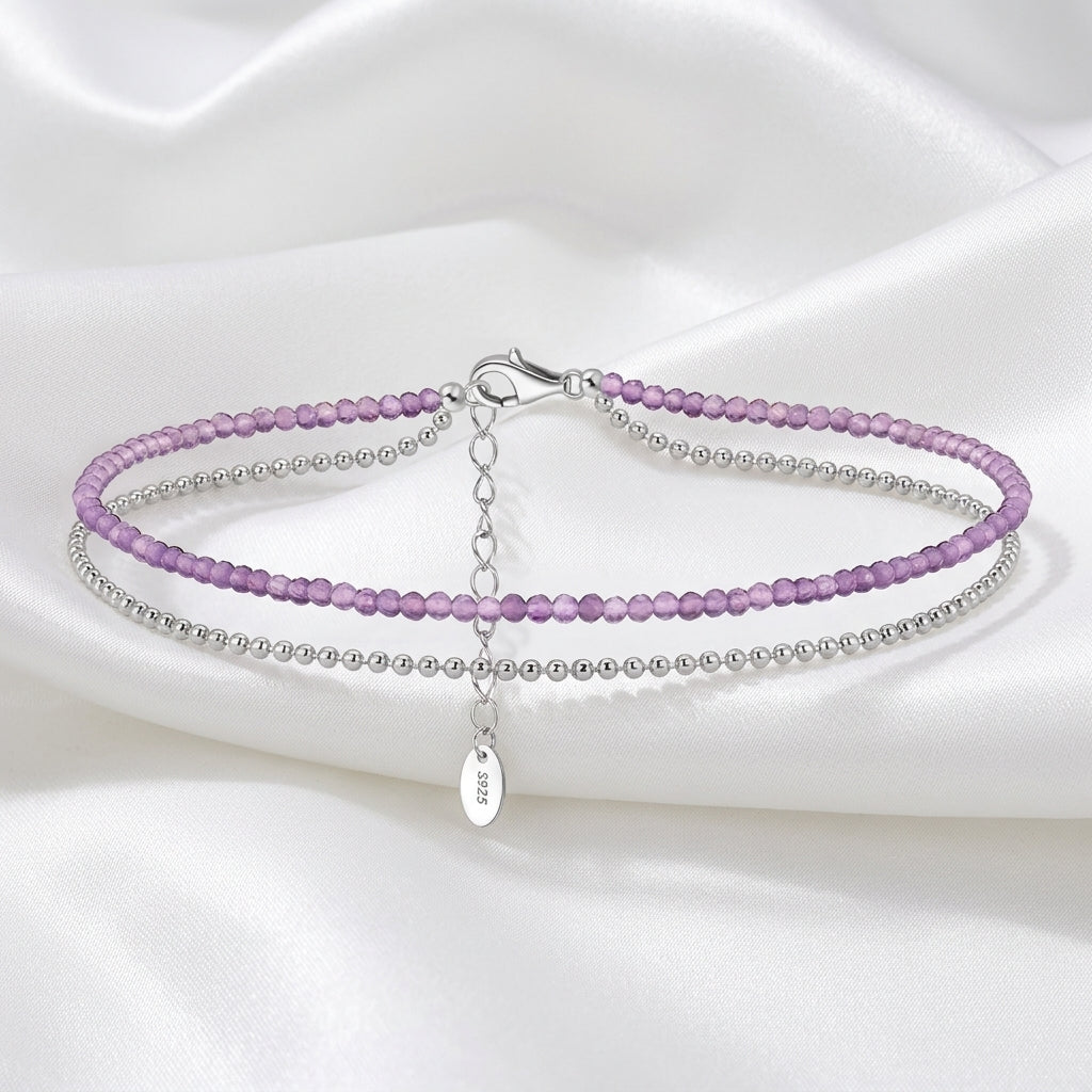 Bracelet Cheville Mica Violet Argent 925 | WristArt