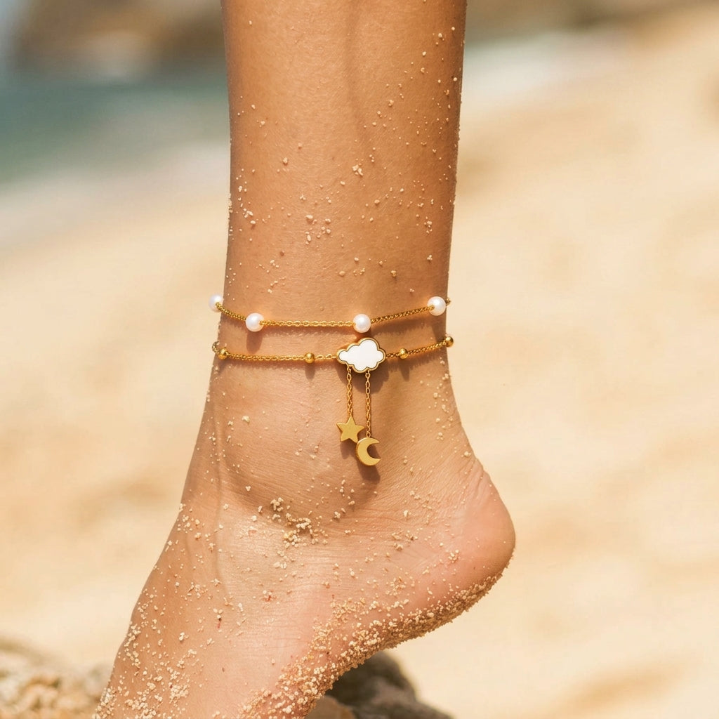 Bracelet Cheville Nuage Résine Acier 304 Waterproof | WristArt