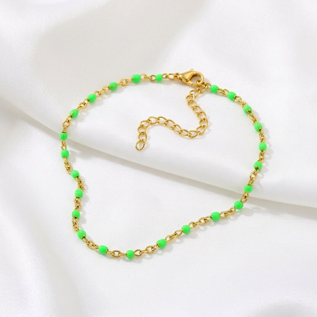Bracelet Cheville Perles Turquoise Doré | WristArt
