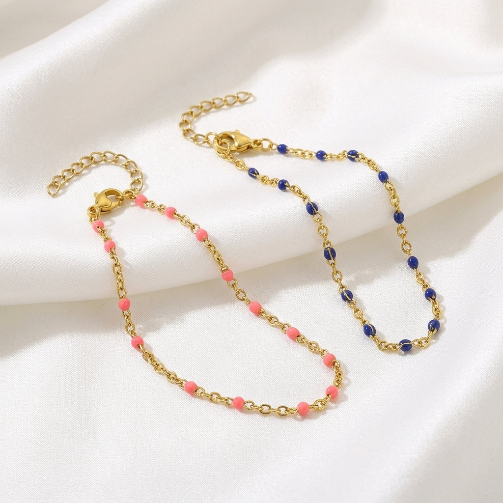 Bracelet Cheville Perles Turquoise Doré | WristArt