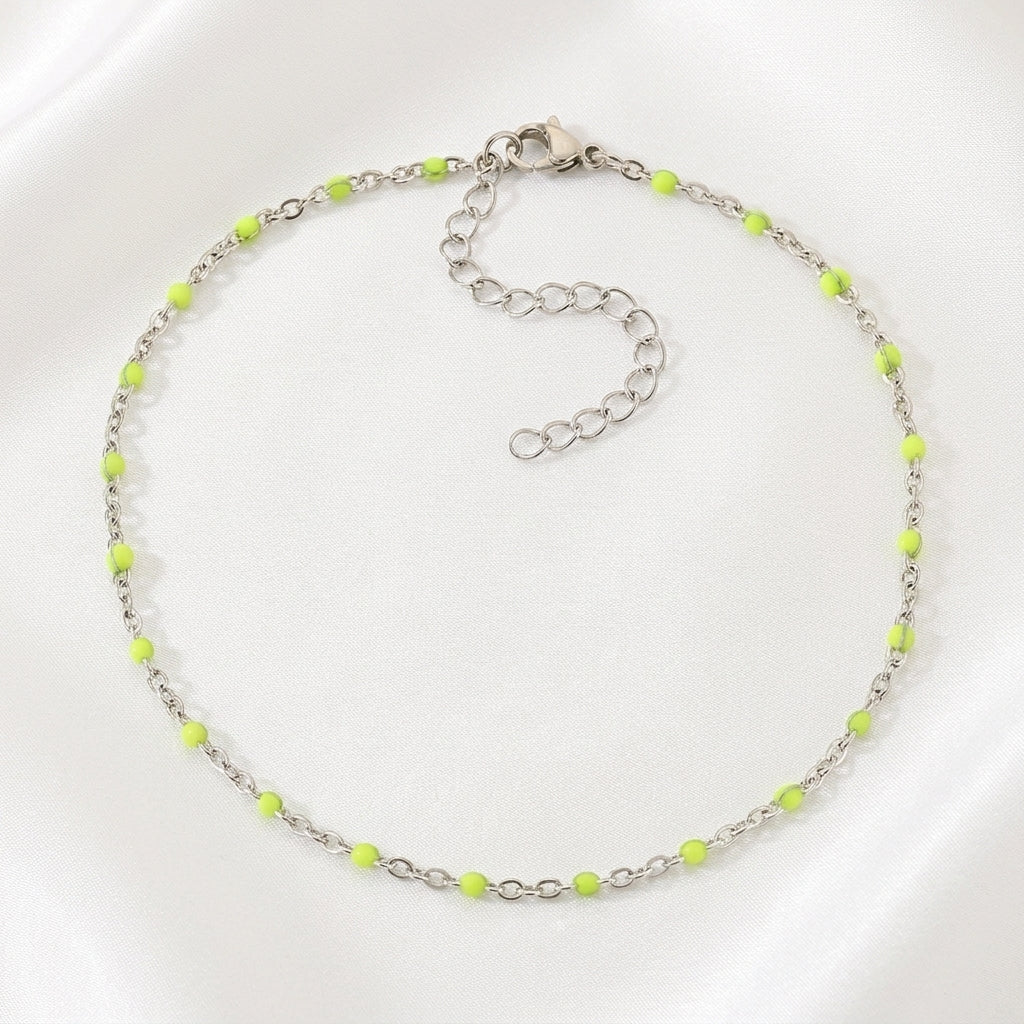 Bracelet Cheville Perles Turquoise Doré | WristArt Argentée / Jaune
