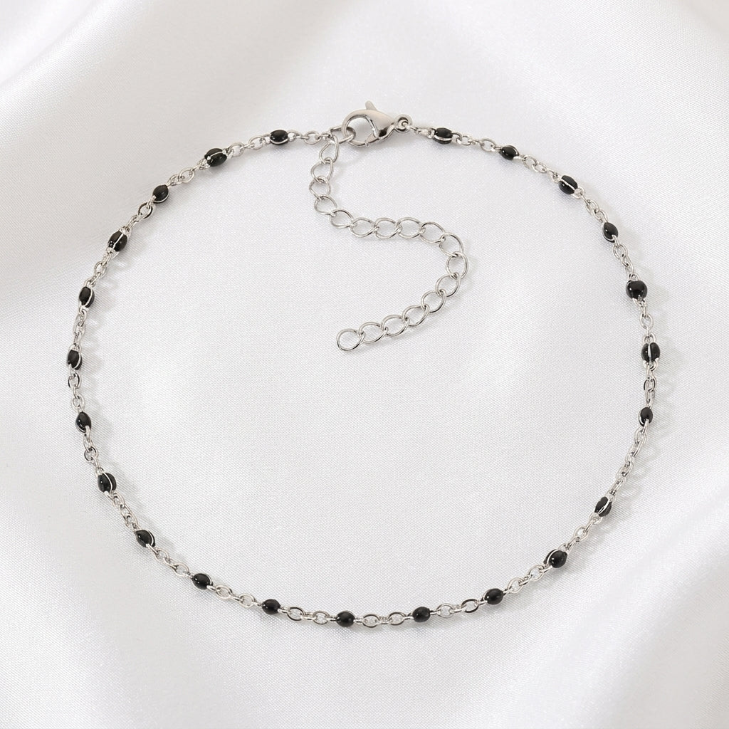 Bracelet Cheville Perles Turquoise Doré | WristArt Argentée / Noir