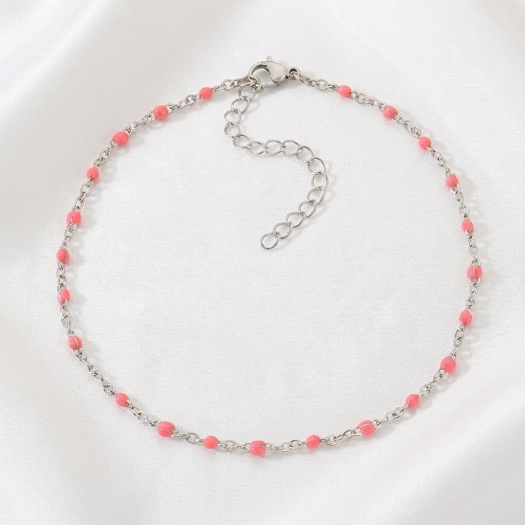 Bracelet Cheville Perles Turquoise Doré | WristArt Argentée / Rose