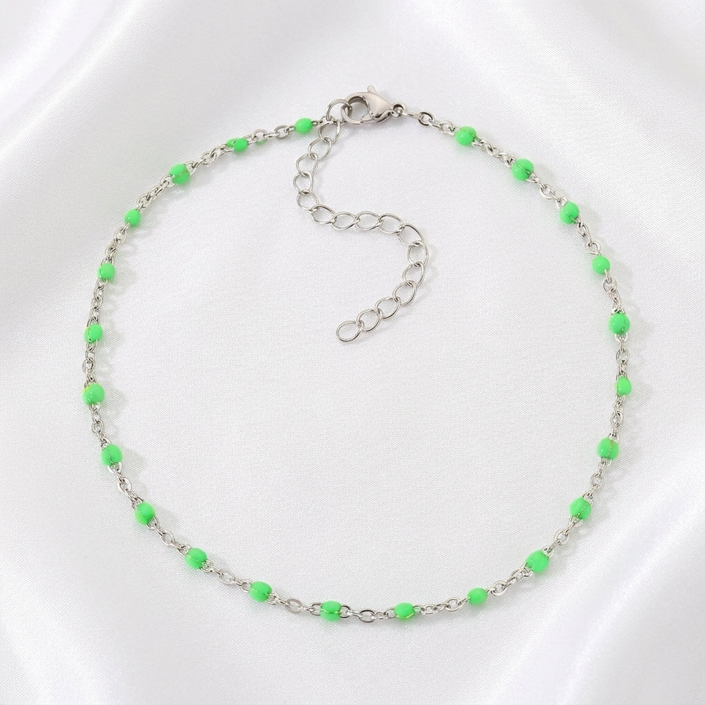 Bracelet Cheville Perles Turquoise Doré | WristArt Argentée / Vert
