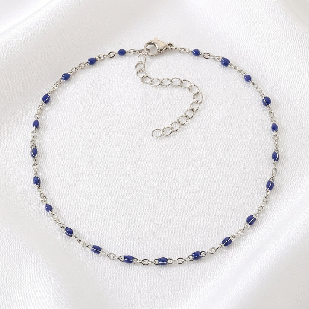 Bracelet Cheville Perles Turquoise Doré | WristArt Argentée / Violet