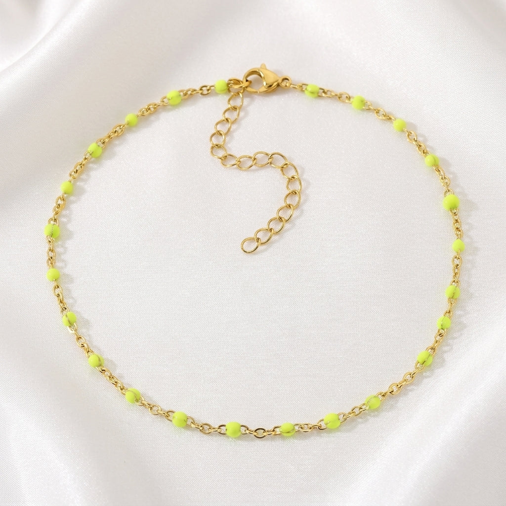 Bracelet Cheville Perles Turquoise Doré | WristArt Dorée / Jaune