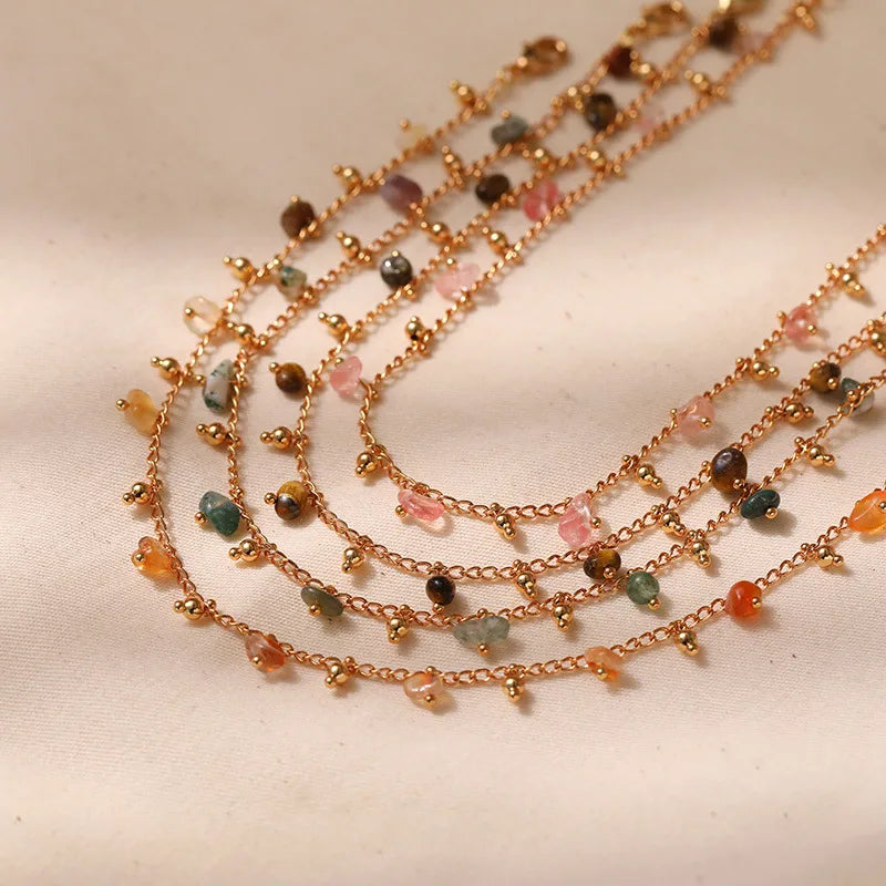 Bracelet Cheville Pierre Naturelle Multicolore Ethnique | WristArt