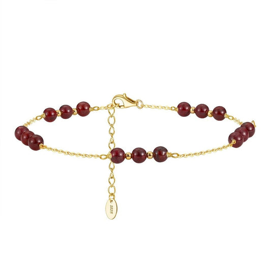 bracelet cheville pierre naturelle Or