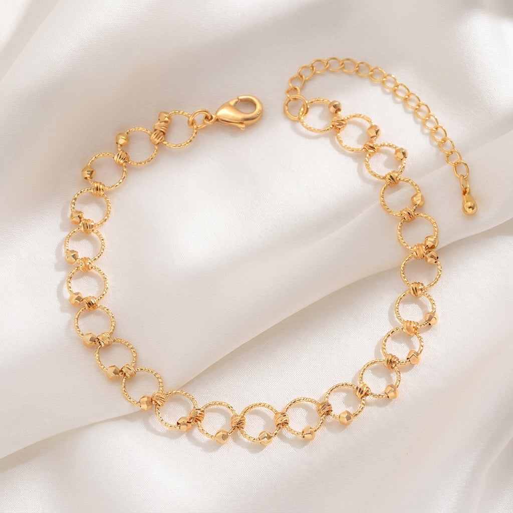Bracelet Cheville Pois Ronds en Cuivre Plaqué Or | WristArt