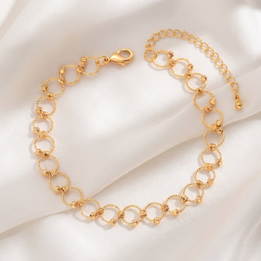 Bracelet Cheville Pois Ronds en Cuivre Plaqué Or | WristArt
