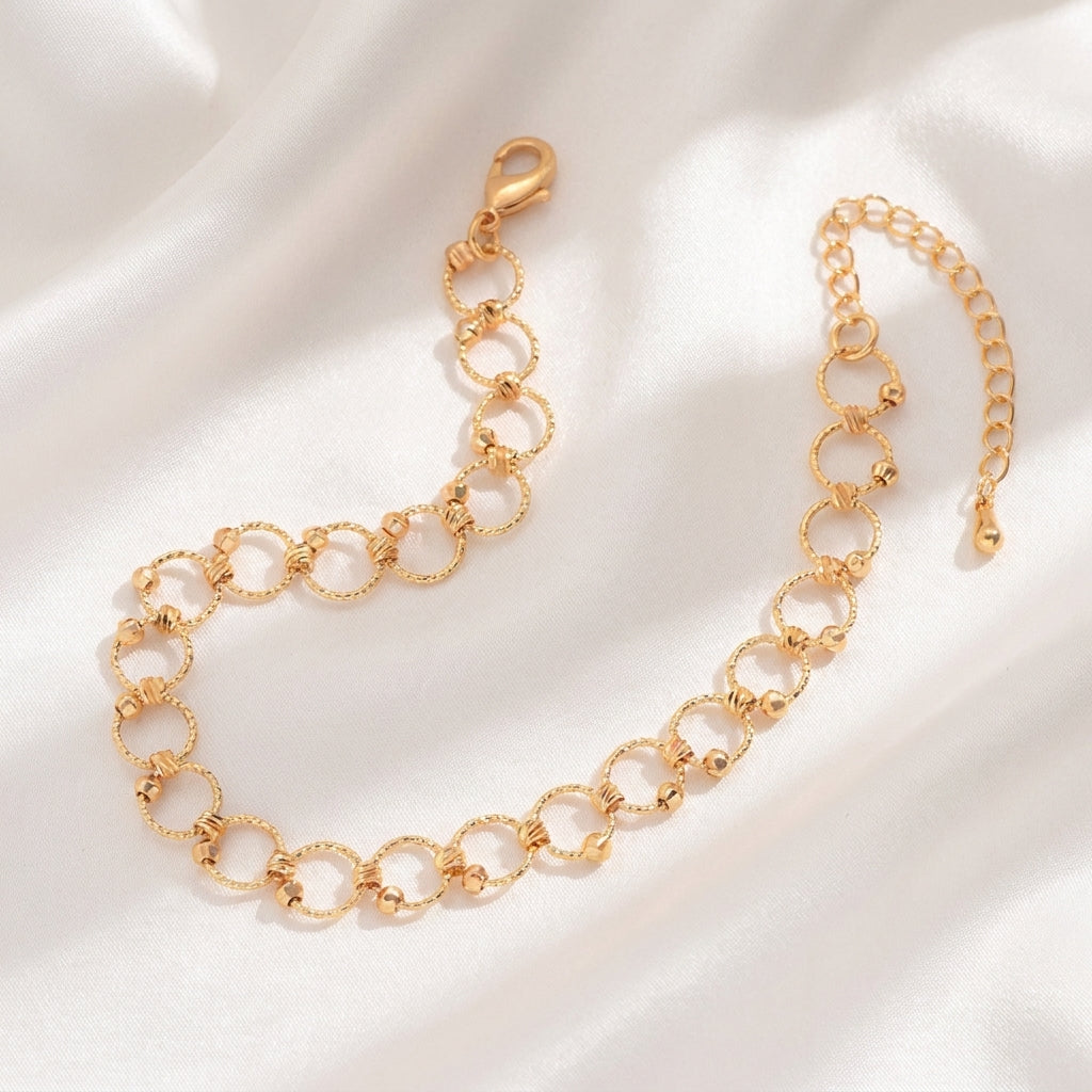 Bracelet Cheville Pois Ronds en Cuivre Plaqué Or | WristArt