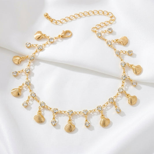 Bracelet Cheville Romantique Coquillage Doré Fin Bijou | WristArt