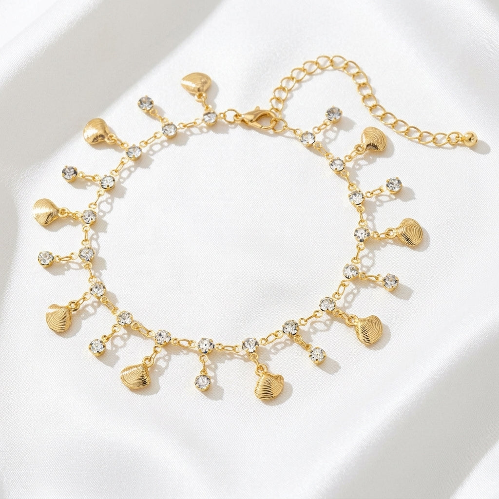 Bracelet Cheville Romantique Coquillage Doré Fin Bijou | WristArt