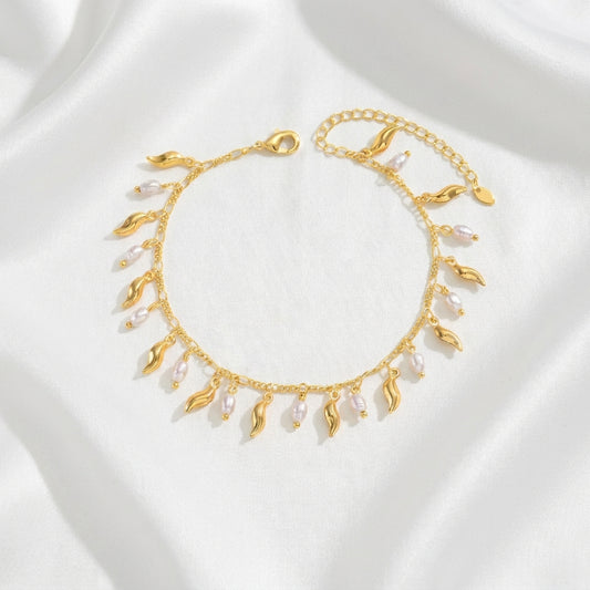 Bracelet Cheville Vague Doré – Cuivre Plaqué Or | WristArt