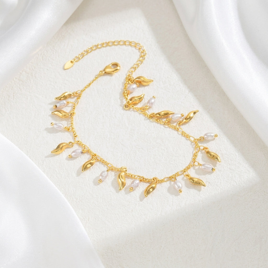 Bracelet Cheville Vague Doré – Cuivre Plaqué Or | WristArt