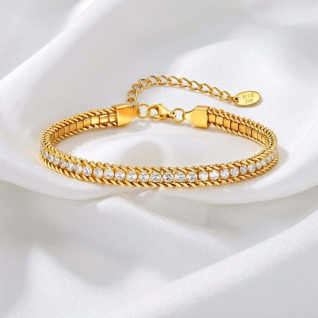 Bracelet Cheville Zircon Acier 304 18K Waterproof | WristArt