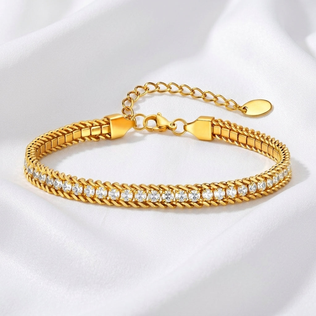 Bracelet Cheville Zircon Acier 304 18K Waterproof | WristArt
