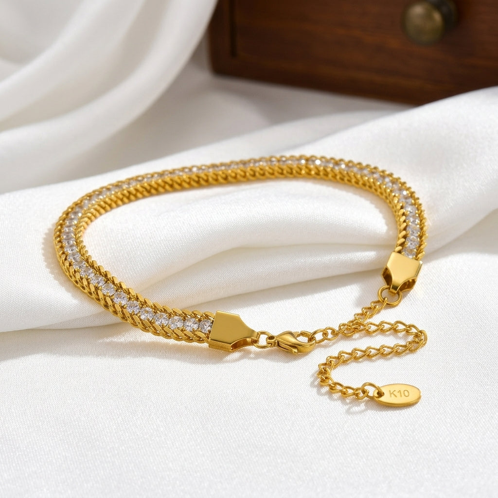 Bracelet Cheville Zircon Acier 304 18K Waterproof | WristArt