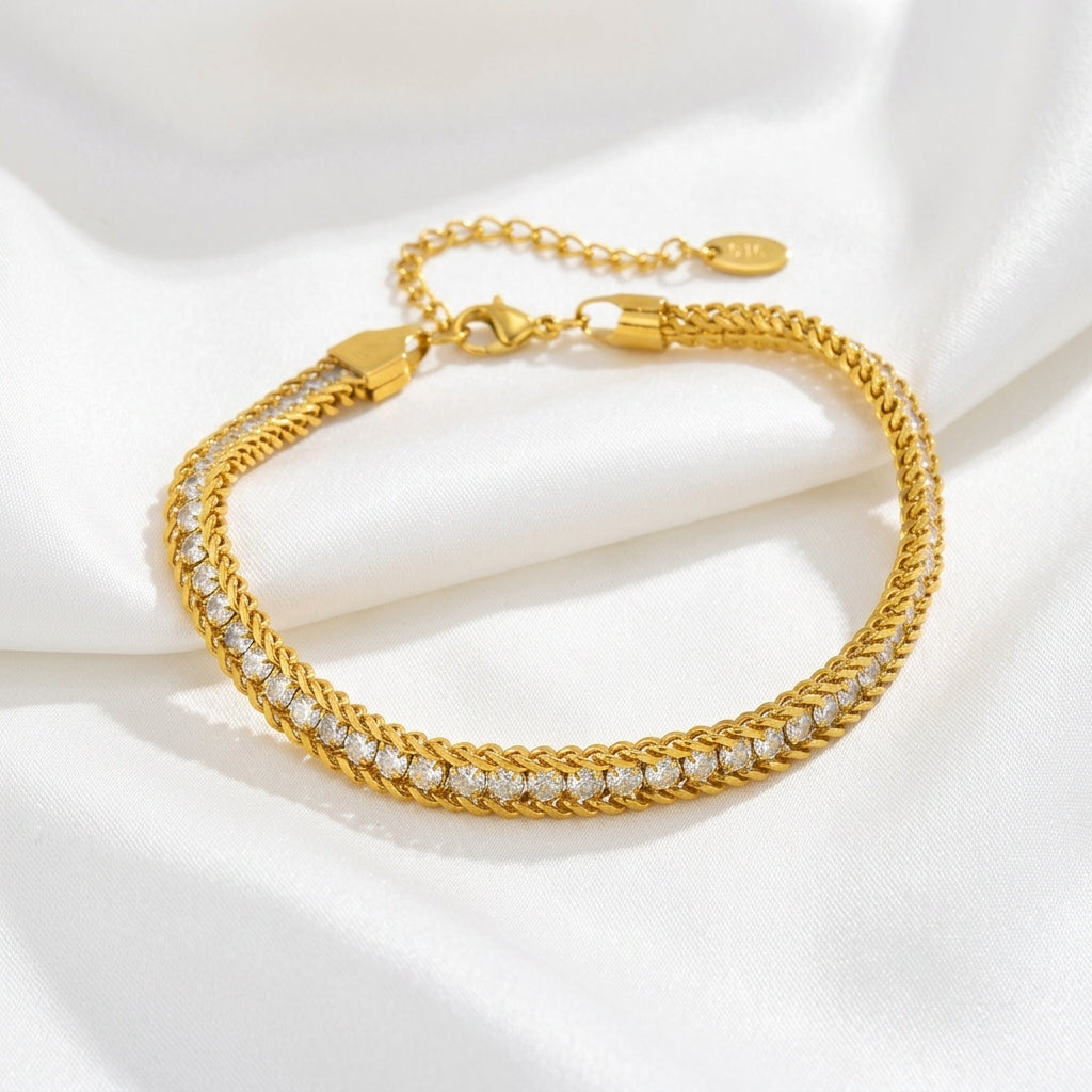 Bracelet Cheville Zircon Acier 304 18K Waterproof | WristArt
