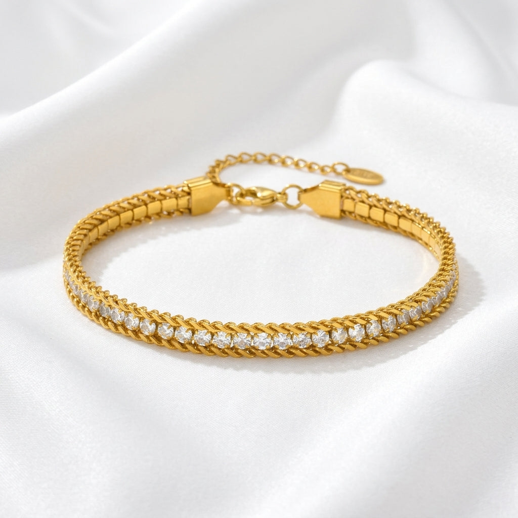 Bracelet Cheville Zircon Acier 304 18K Waterproof | WristArt