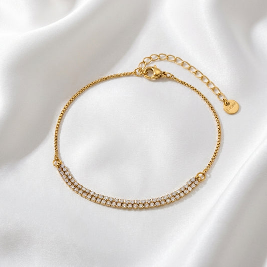 Bracelet Cheville Zircon Doré – Acier 304 Imperméable | WristArt