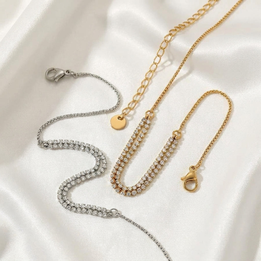 Bracelet Cheville Zircon Doré – Acier 304 Imperméable | WristArt