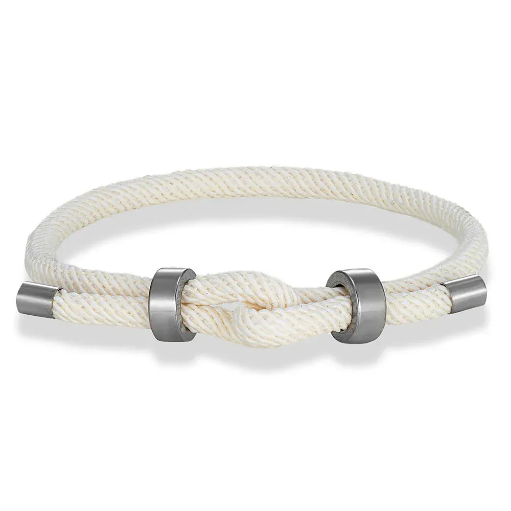 Bracelet Corde Ajustable Homme & Femme | 16 Couleurs – Offre 2+1 Blanc