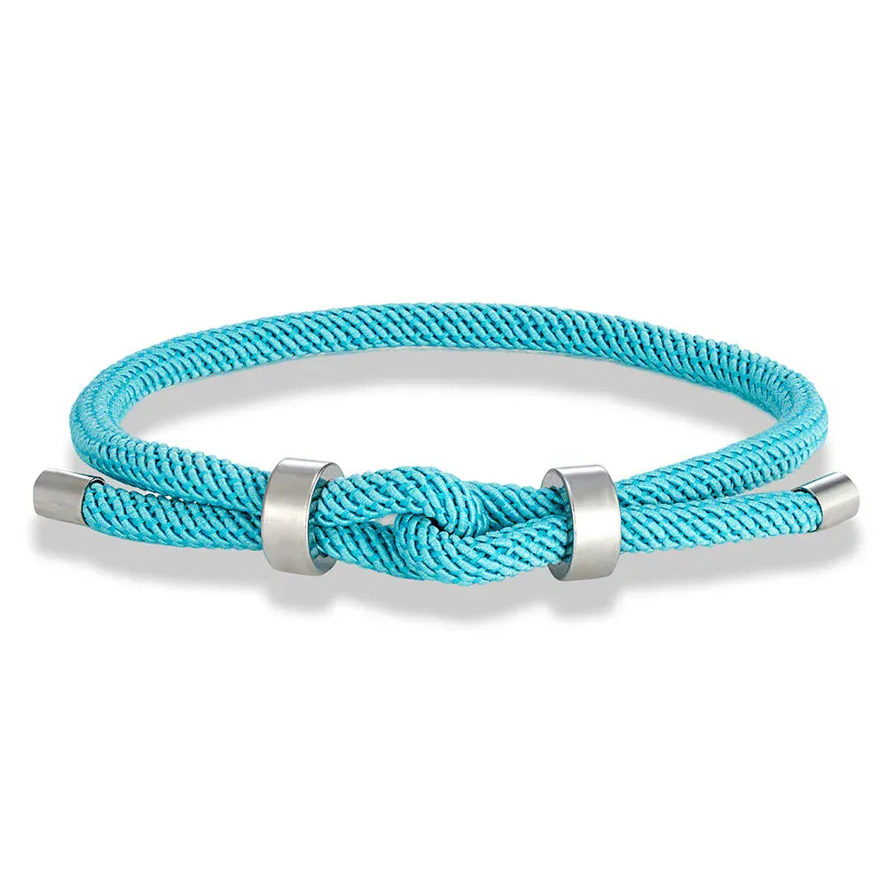 Bracelet Corde Ajustable Homme & Femme | 16 Couleurs – Offre 2+1 Bleu Clair