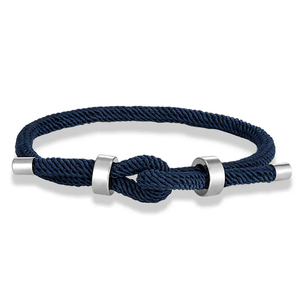 Bracelet Corde Ajustable Homme & Femme | 16 Couleurs – Offre 2+1 Bleu Foncé