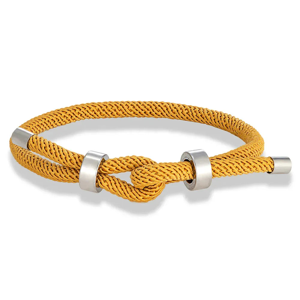 Bracelet Corde Ajustable Homme & Femme | 16 Couleurs – Offre 2+1 Moutarde