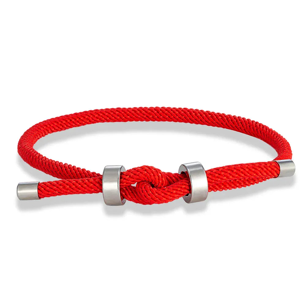 Bracelet Corde Ajustable Homme & Femme | 16 Couleurs – Offre 2+1 Rouge