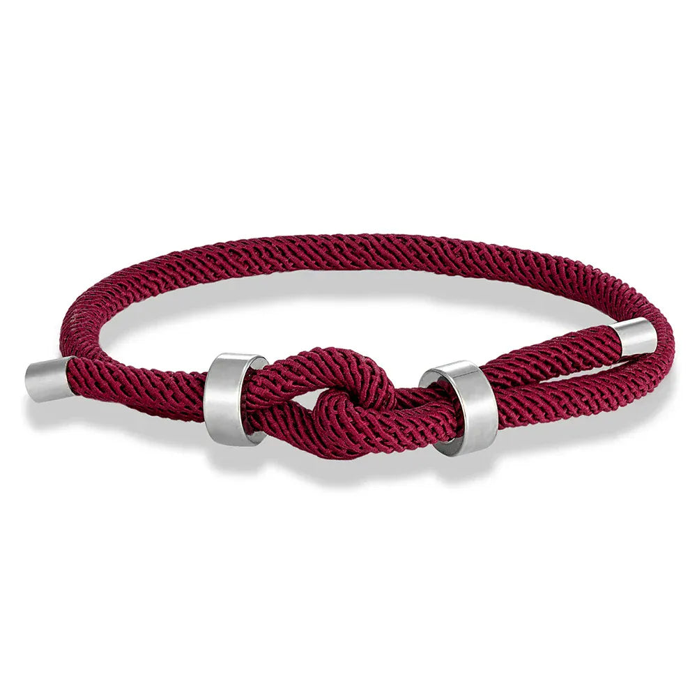 Bracelet Corde Ajustable Homme & Femme | 16 Couleurs – Offre 2+1 Rouge Foncé