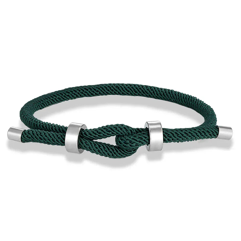 Bracelet Corde Ajustable Homme & Femme | 16 Couleurs – Offre 2+1 Vert Foncé