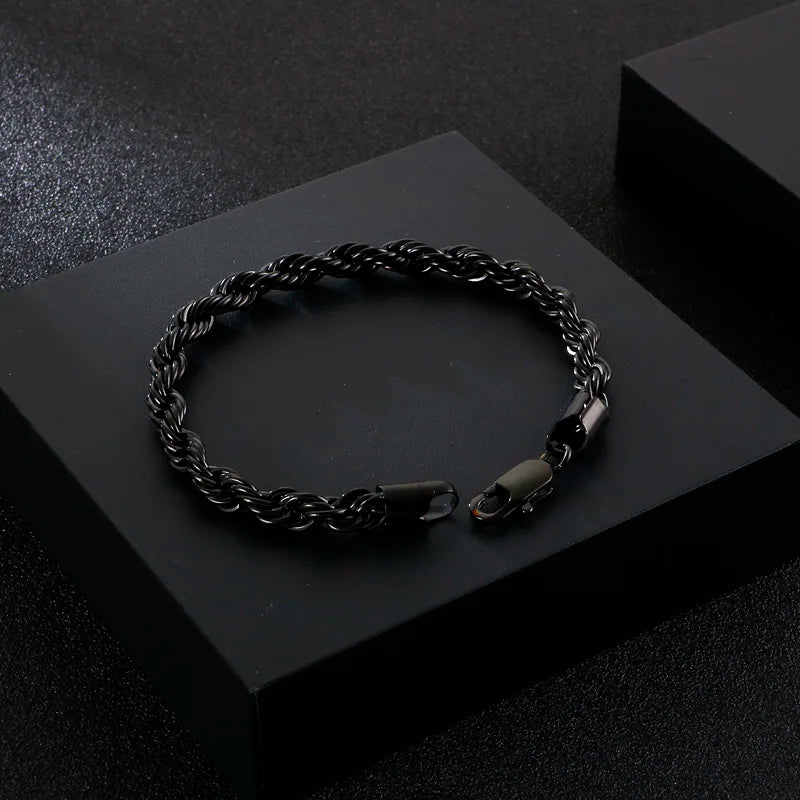 Bracelet corde torsadée acier homme rope chain 6mm | WristArt