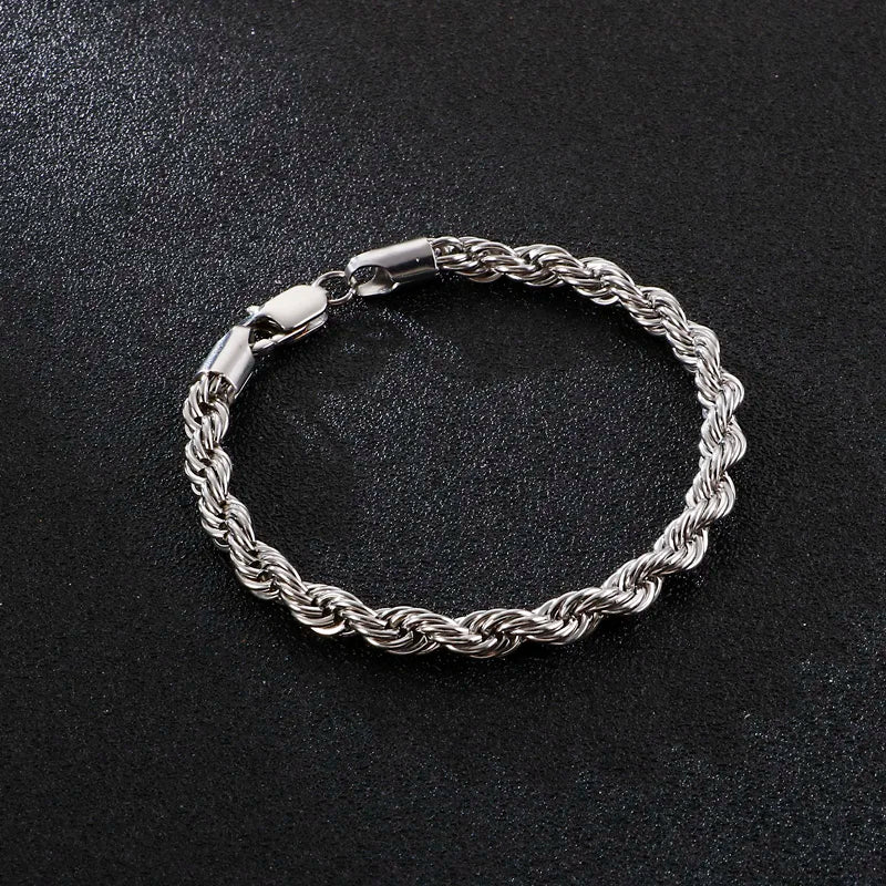 Bracelet corde torsadée acier homme rope chain 6mm | WristArt