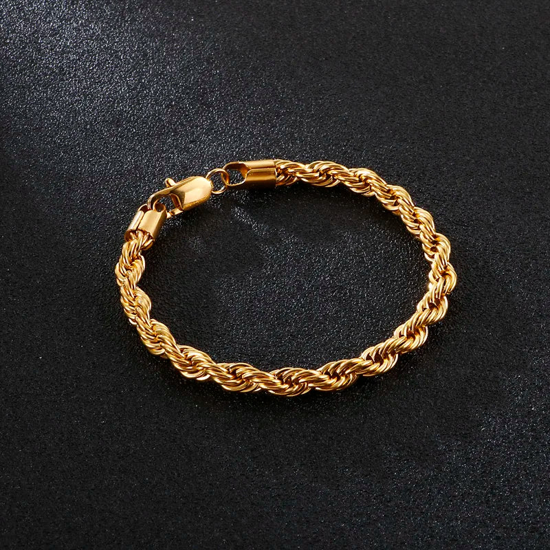 Bracelet corde torsadée acier homme rope chain 6mm | WristArt