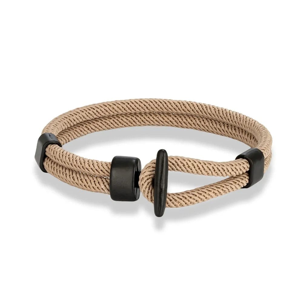 Bracelet cordon homme fermoir manille Beige / 19cm