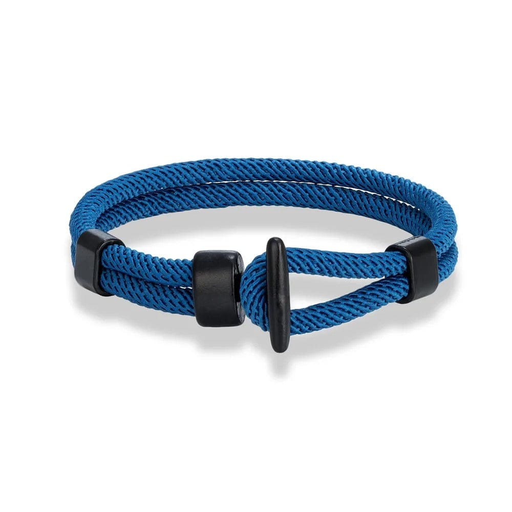 Bracelet cordon homme fermoir manille Bleu / 19cm