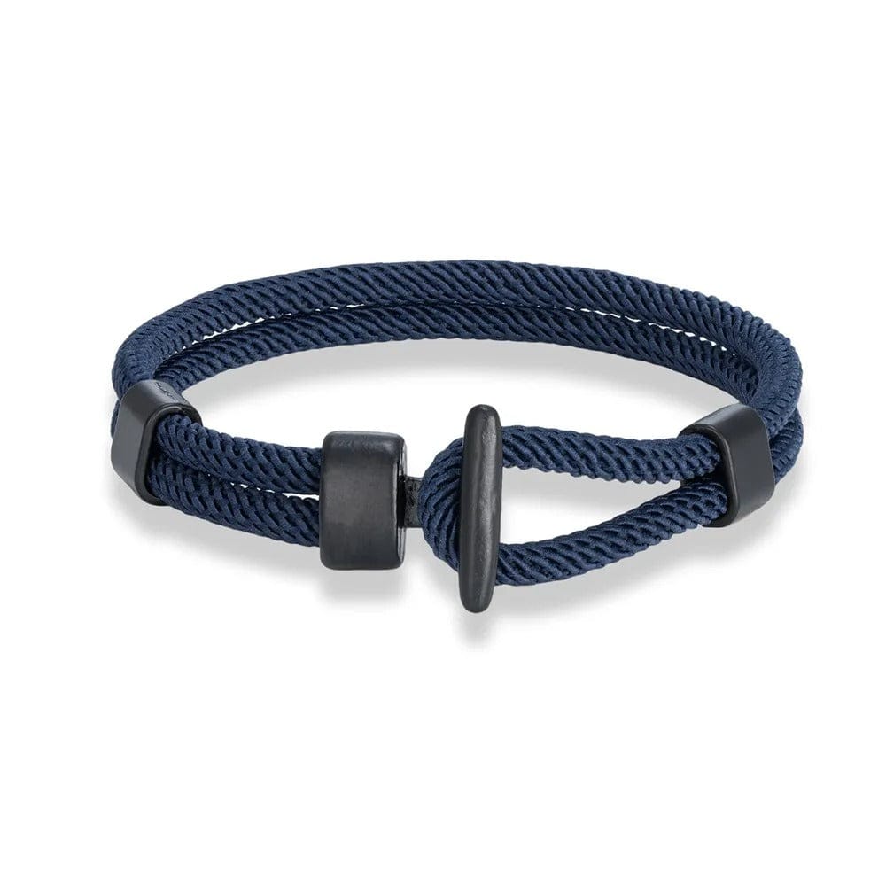 Bracelet cordon homme fermoir manille Bleu Foncé / 19cm