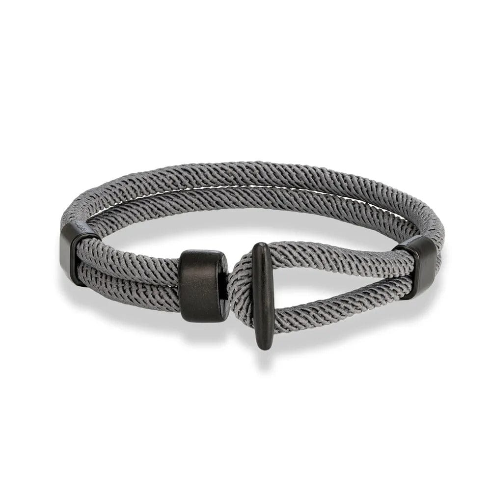 Bracelet cordon homme fermoir manille Gris / 19cm
