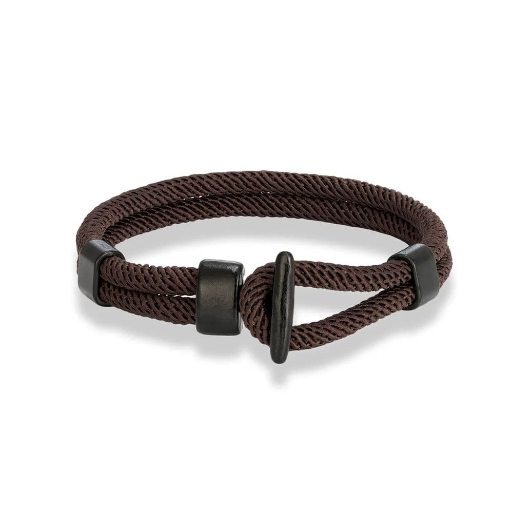 Bracelet cordon homme fermoir manille Marron / 19cm