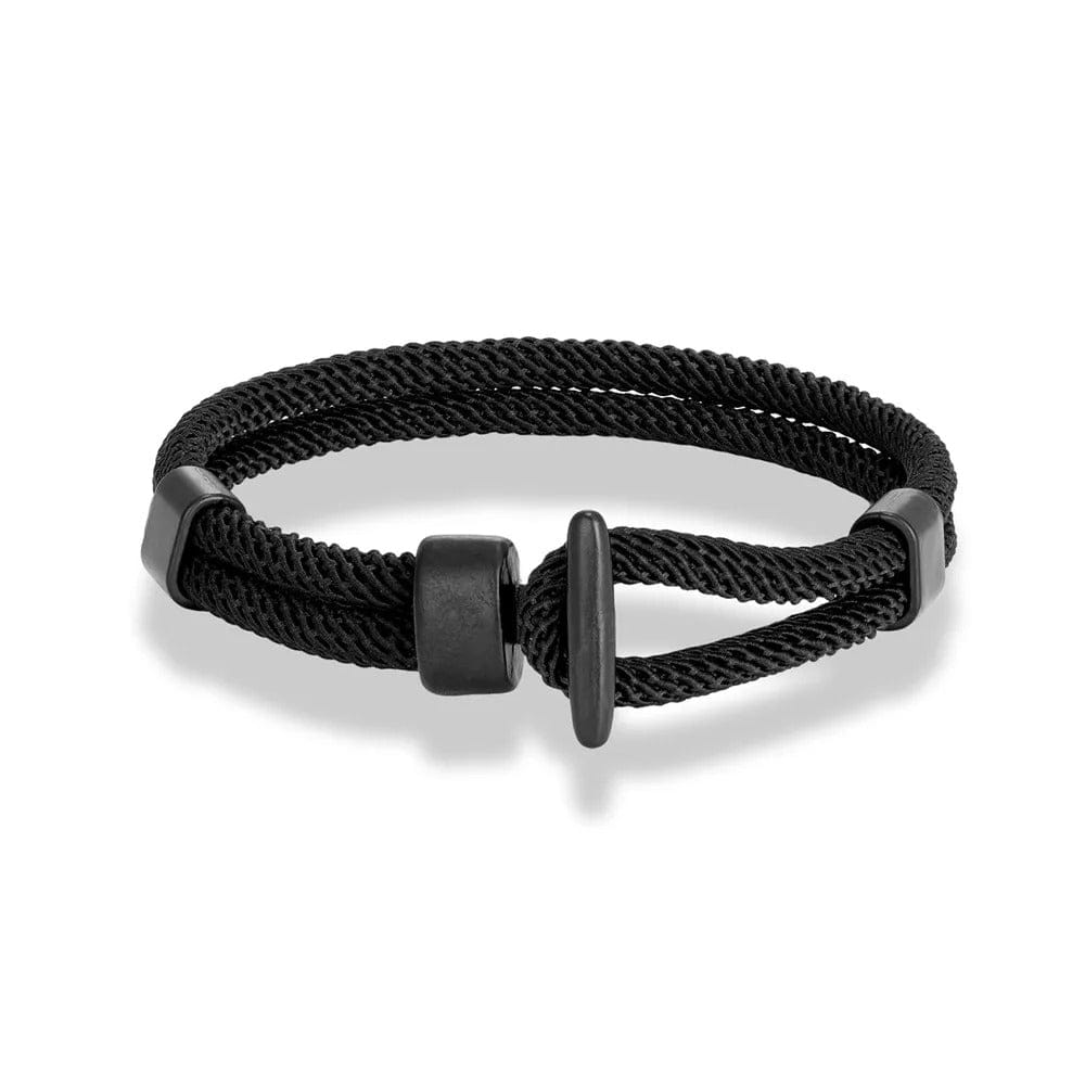 Bracelet cordon homme fermoir manille Noir / 19cm
