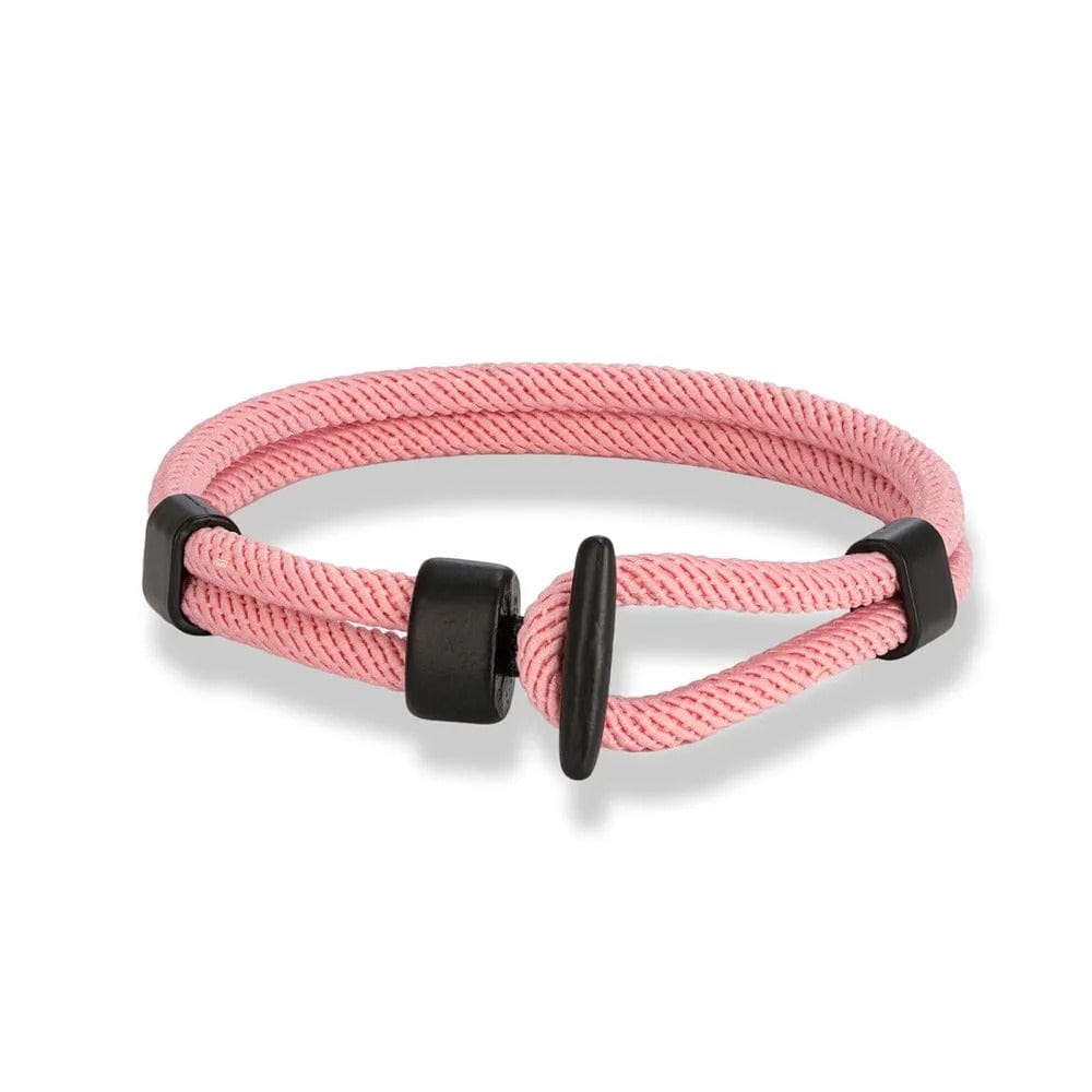 Bracelet cordon homme fermoir manille Rose / 19cm